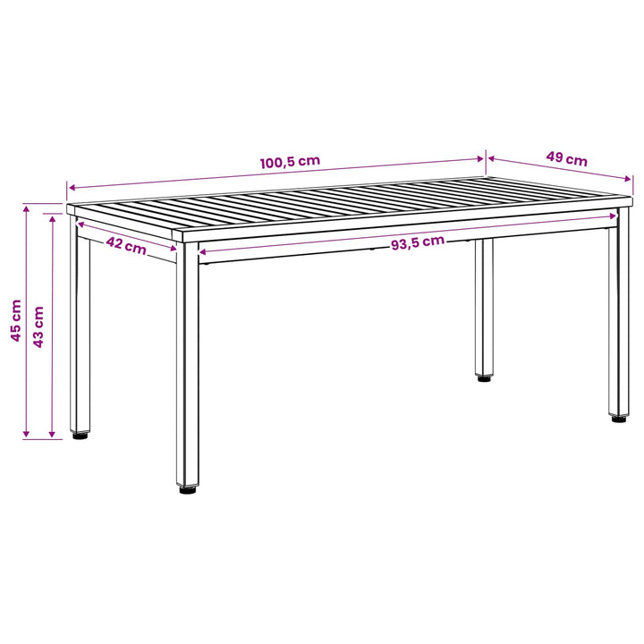Sofabord Hvid og sort 50 x 100,5 x 45 cm Massivt Akacietræ