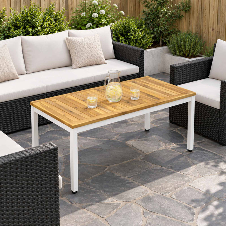 Sofabord Hvid 49 x 100,5 x 45 cm Massivt Akacietræ