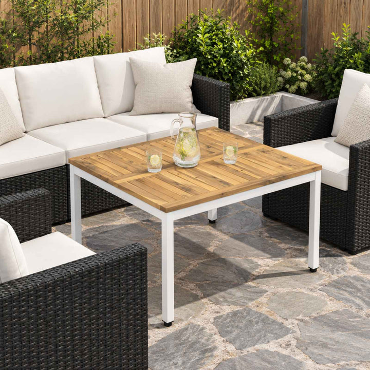Sofabord Hvid 80 x 80,5 x 45 cm Massivt Akacietræ