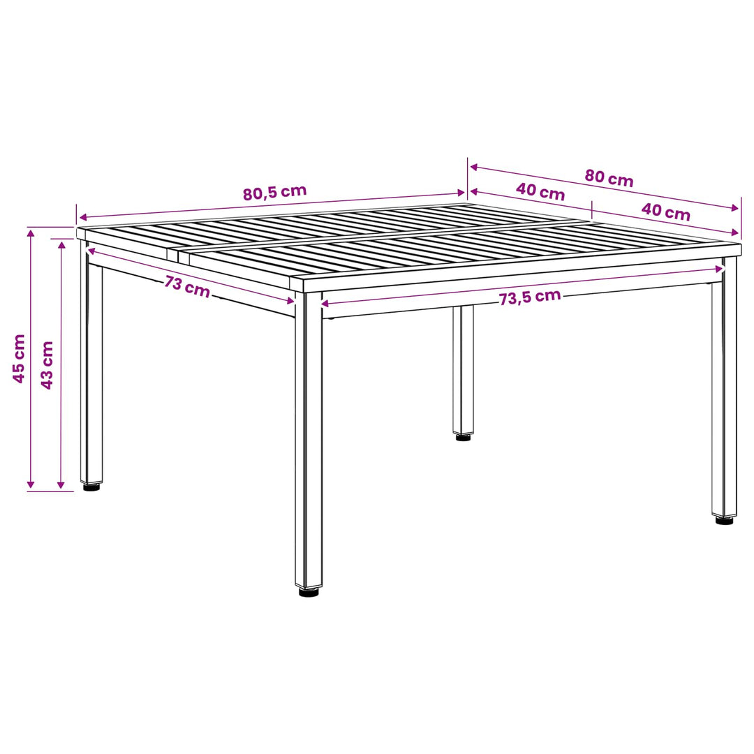 Sofabord Hvid 80 x 80,5 x 45 cm Massivt Akacietræ