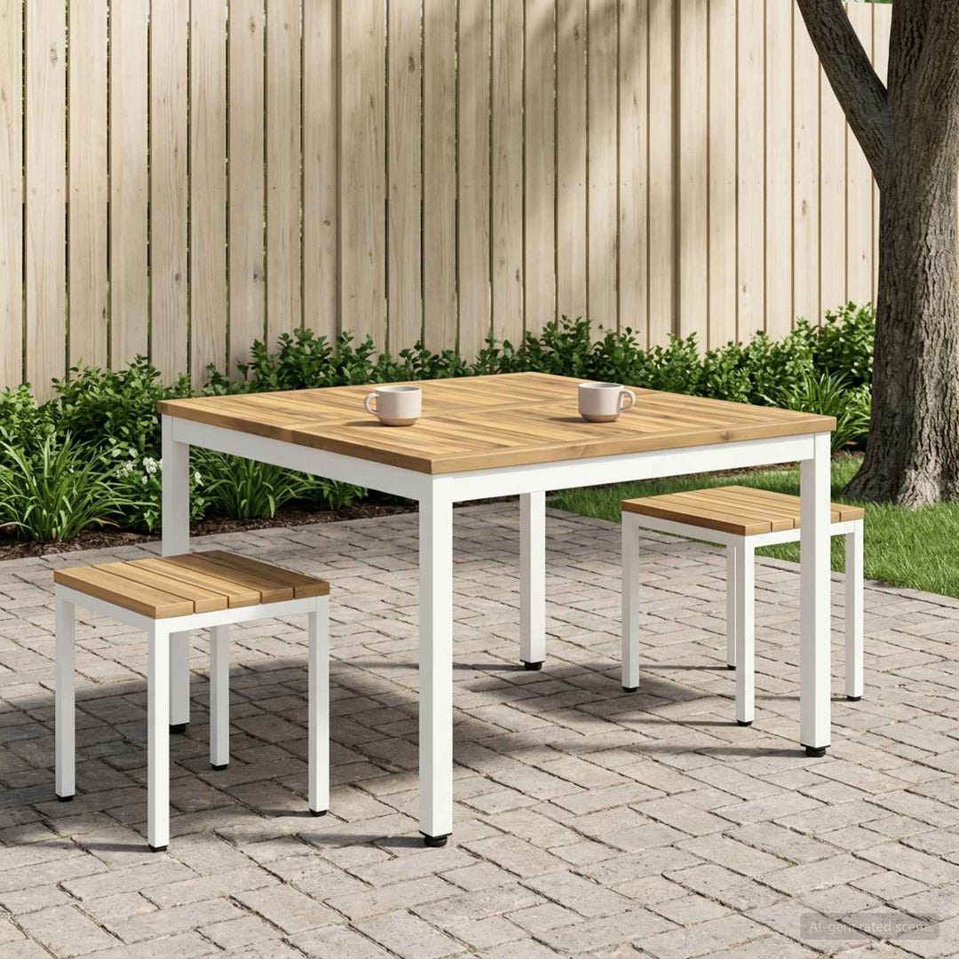 Sofabord Hvid 100 x 100,5 x 45 cm Massivt Akacietræ