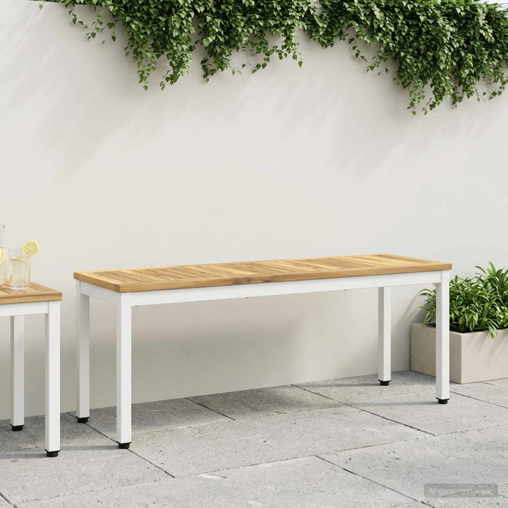 Havebænk 108,5 x 35 x 45 cm Massivt Akacietræ Hvid Rektangulær