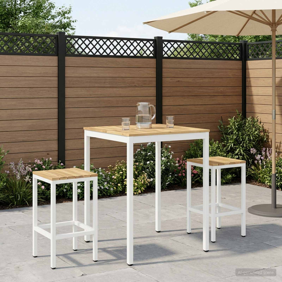 Have Bar Bord NAARDEN Hvid 80 x 80,5 x 105 cm Massivt Akacietræ