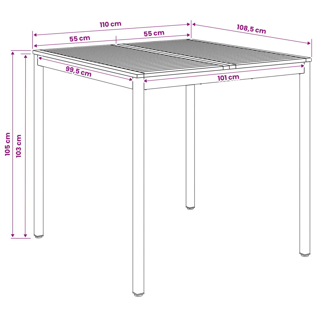 Have Bar Bord Hvid 110 x 108,5 x 105 cm Massivt Akacietræ
