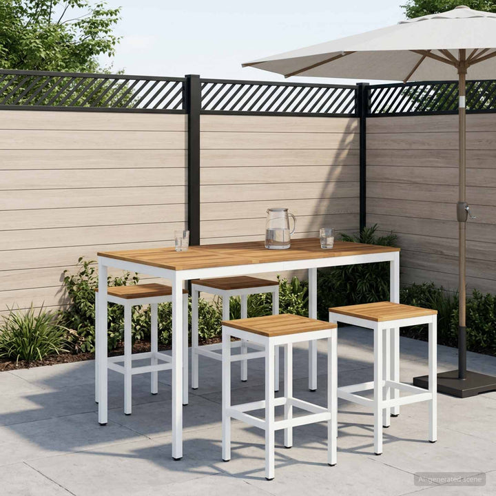 Have Bar Bord Hvid 141 x 80,5 x 105 cm Massivt Akacietræ