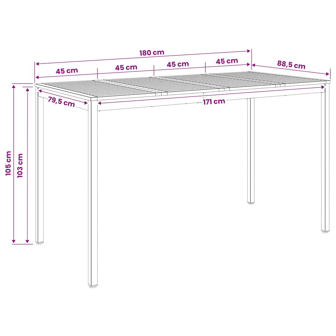 Have Bar Bord Hvid og sort 180 x 88,5 x 105 cm