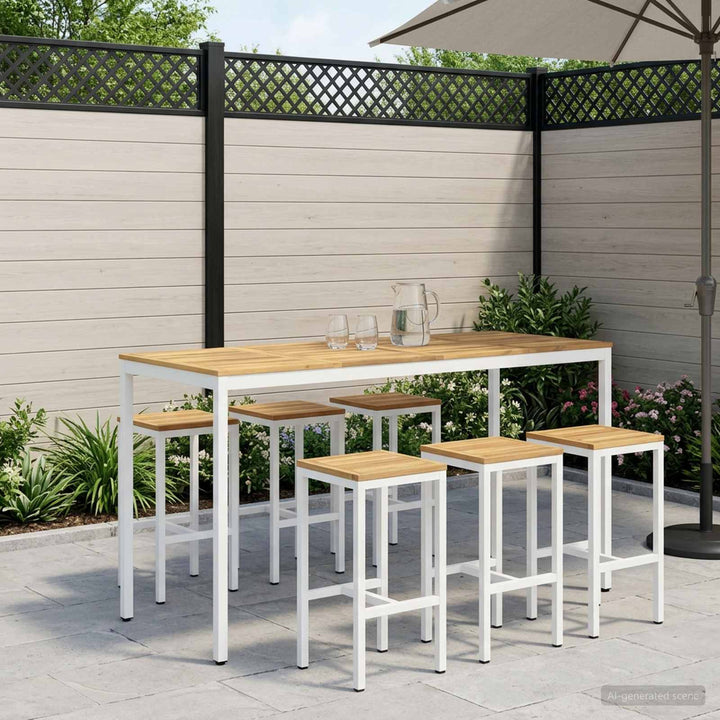 Have Bar Bord Hvid 196 x 80,5 x 105 cm Massivt Akacietræ