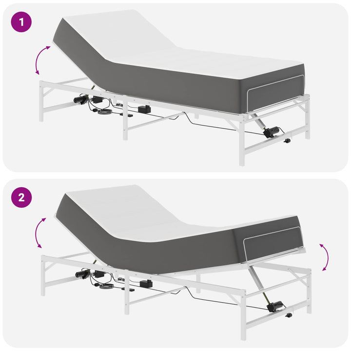 Elektrisk Justerbar Sengetramme Hvid 100 x 190 cm Stål