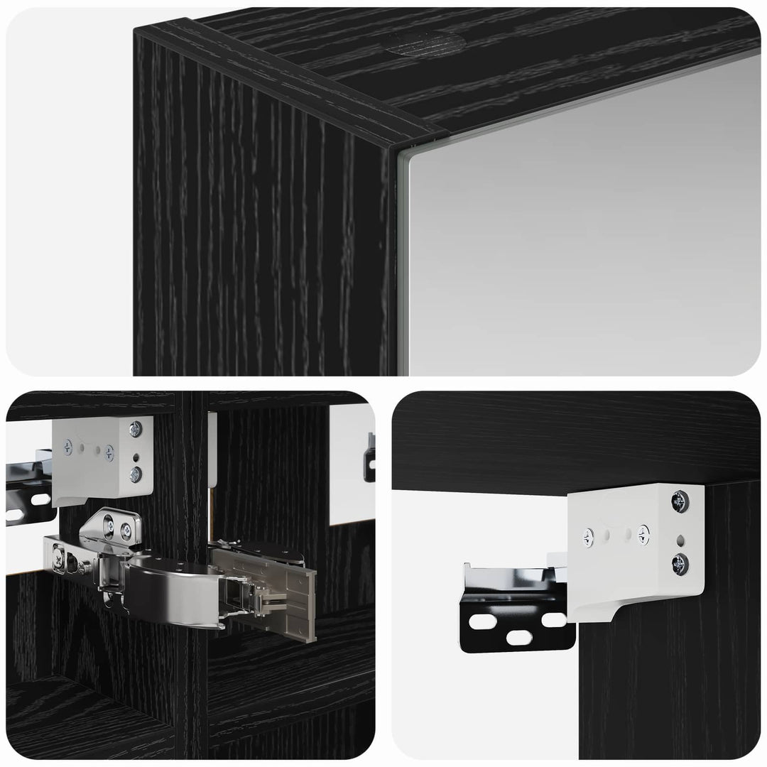 Badeværelsesspejlskab Sort eg 30 x 10,5 x 50 cm Konstrueret træ