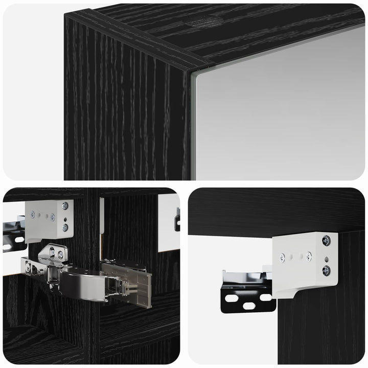 Badeværelsesspejlskab Sort eg 30 x 10,5 x 50 cm Konstrueret træ