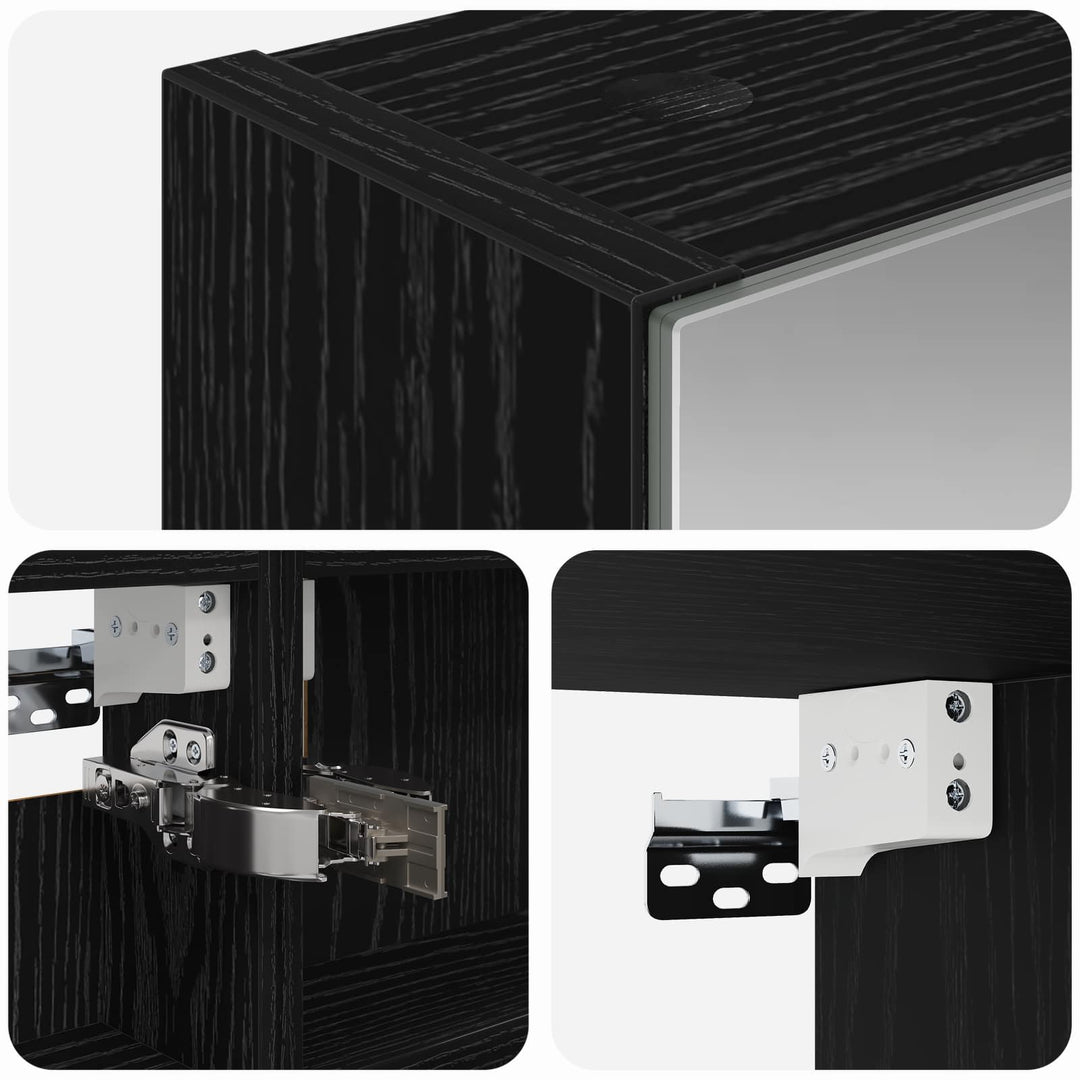 Badeværelsesspejlskab med hylde Sort eg 40 x 10,5 x 60,5 cm
