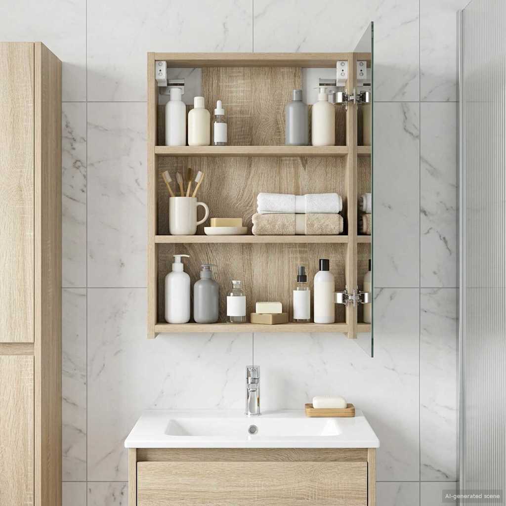 Badeværelsesspejlskab med hylde Sonoma eg 40 x 10,5 x 60,5 cm