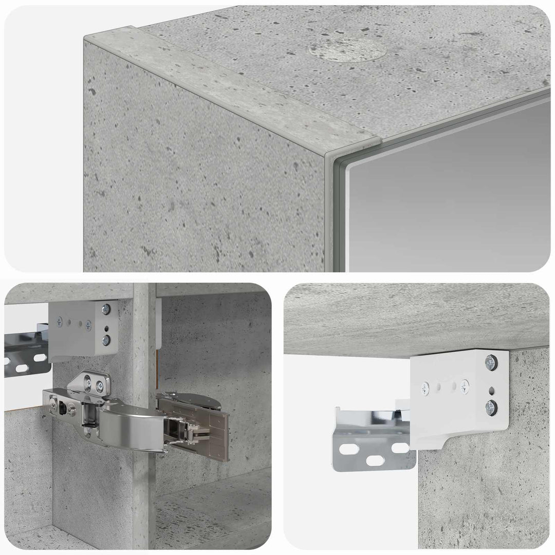 Badeværelsesspejlskab med hylde Beton Grå 40 x 10,5 x 60,5 cm