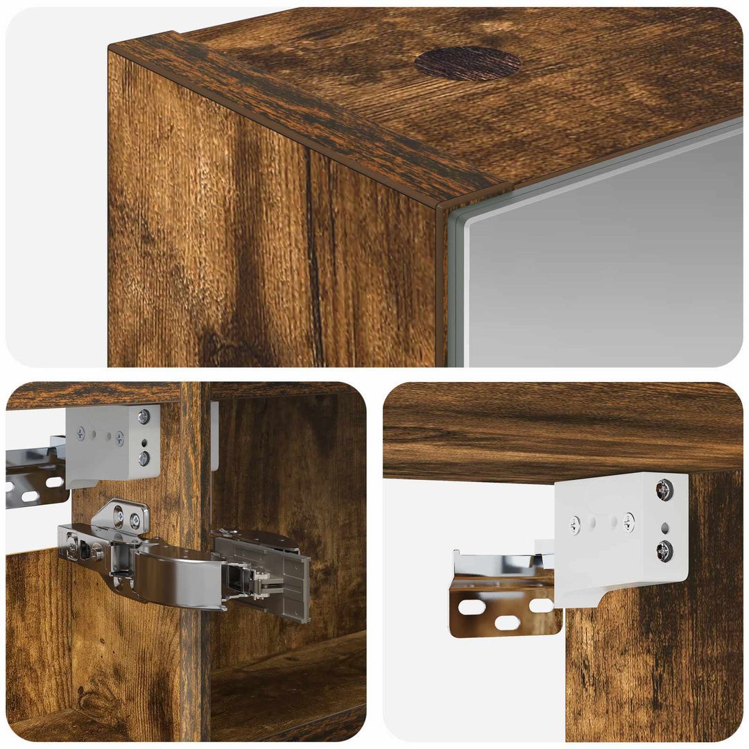 Badeværelsesspejlskab med hylde Røget eg 40 x 10,5 x 60,5 cm