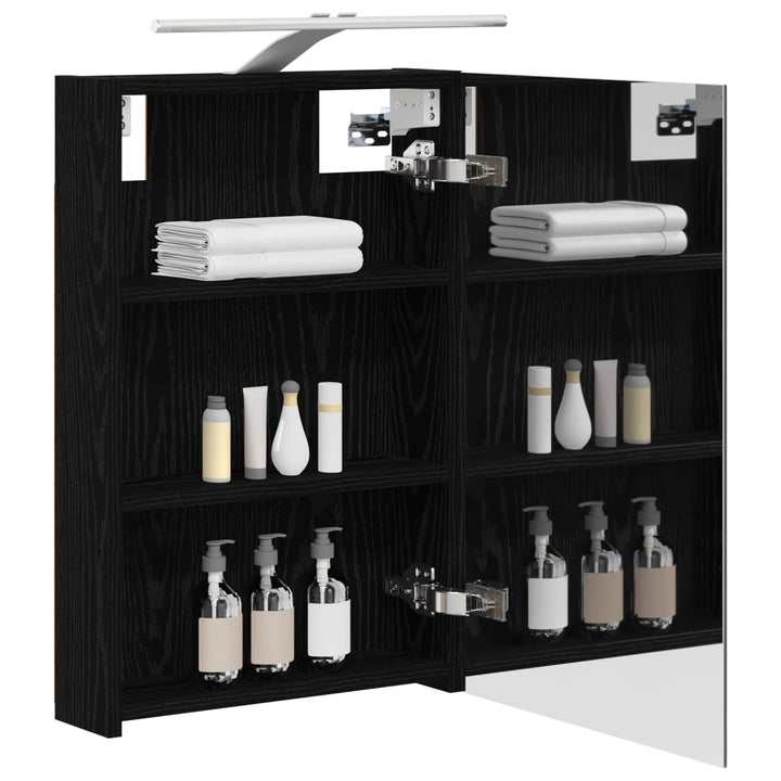 Badeværelsesspejlskab med hylde Sort eg 40 x 10,5 x 60,5 cm