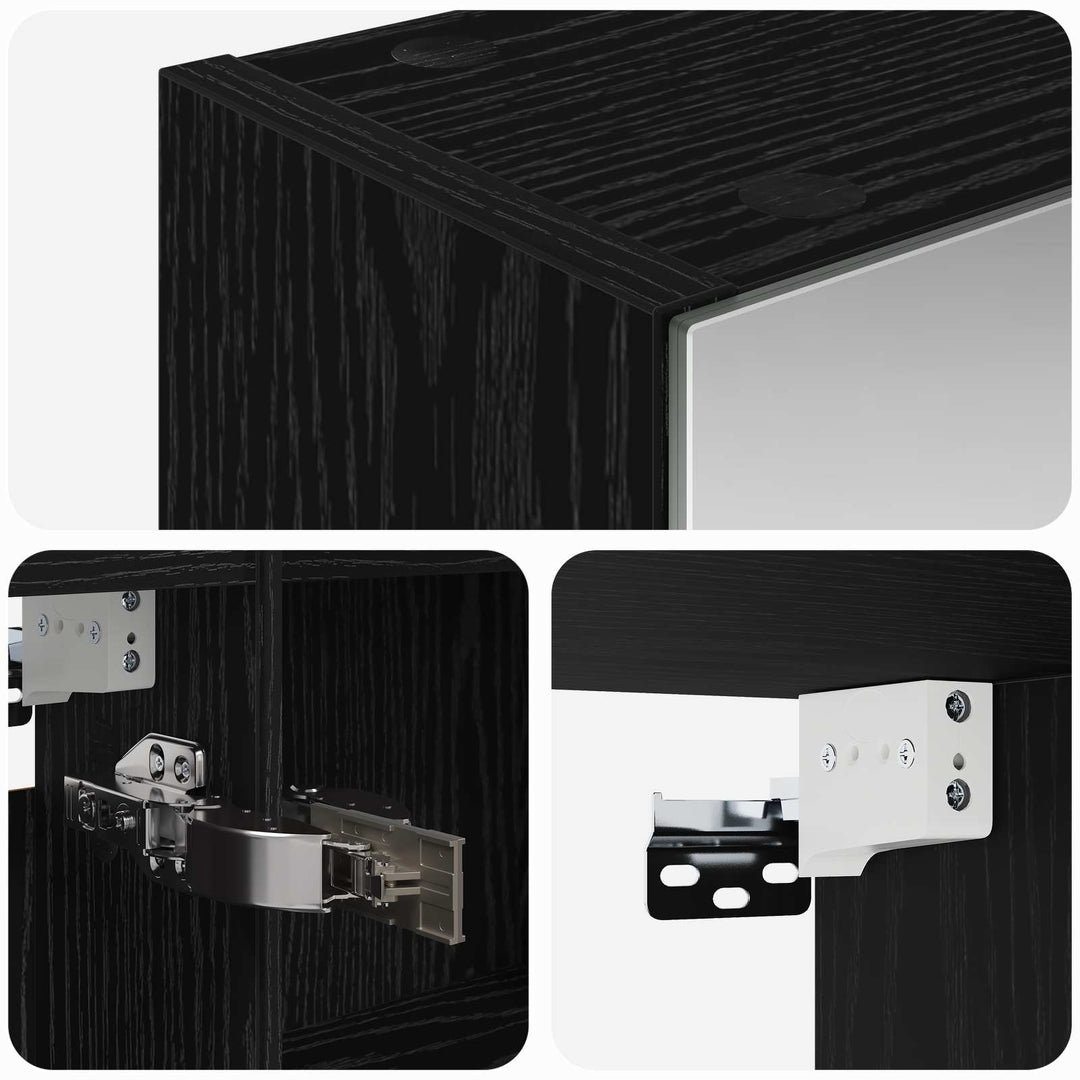 Badeværelsesspejlskab Sort eg 50 x 14,5 x 70 cm Konstrueret træ