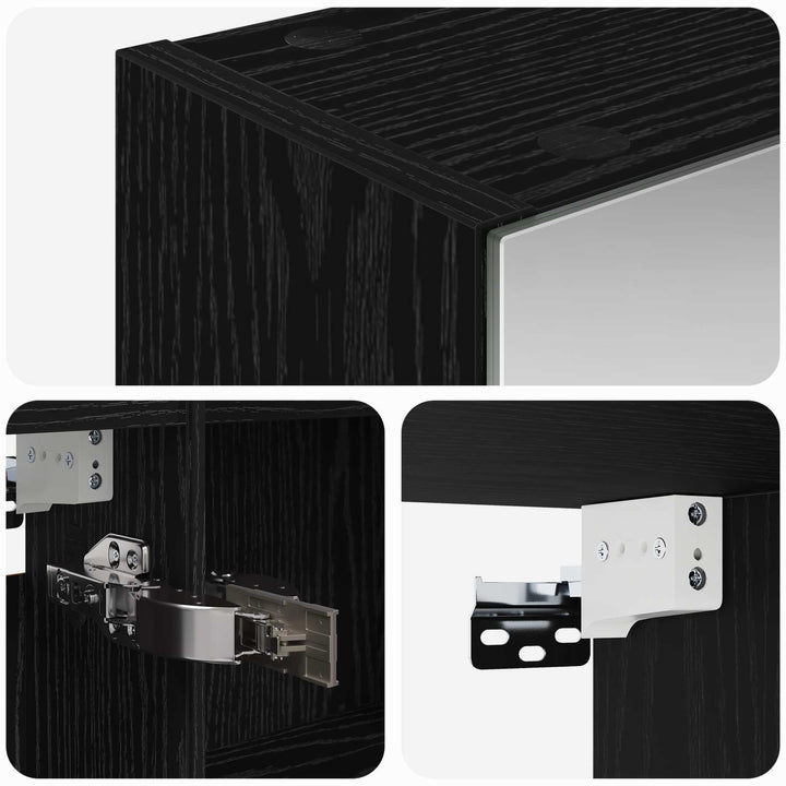 Badeværelsesspejlskab Sort eg 50 x 14,5 x 70 cm Konstrueret træ