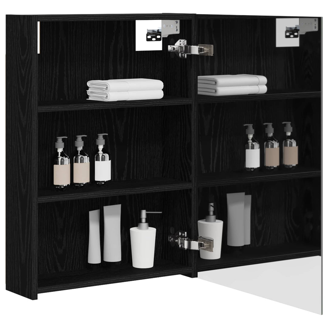 Badeværelsesspejlskab Sort eg 50 x 14,5 x 70 cm Konstrueret træ