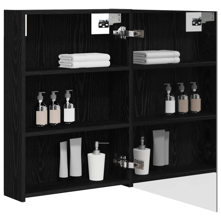 Badeværelsesspejlskab Sort eg 50 x 14,5 x 70 cm Konstrueret træ