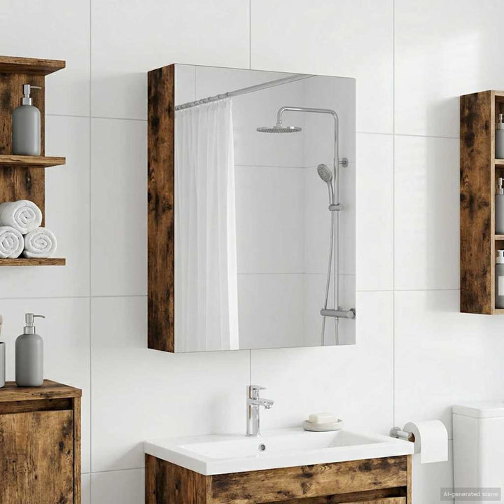 Badeværelsesspejlskab med hylde Røget eg 50 x 14,5 x 70 cm