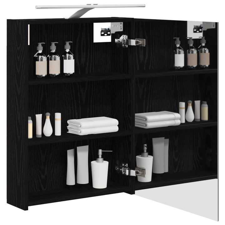 Badeværelsesspejlskab Sort eg 50 x 14,5 x 70 cm Konstrueret træ