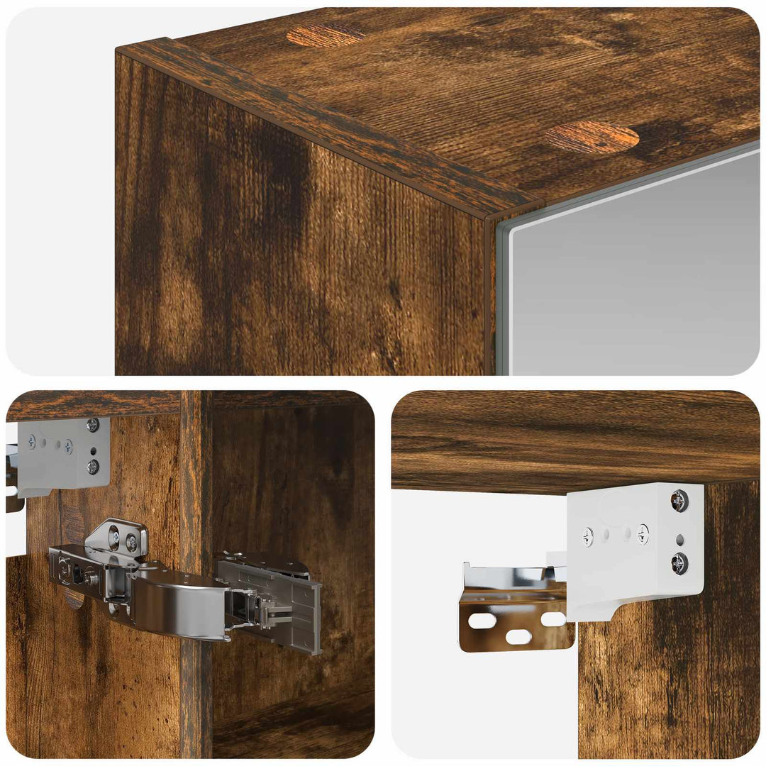 Badeværelsesspejlskab med hylde Røget eg 50 x 14,5 x 70 cm
