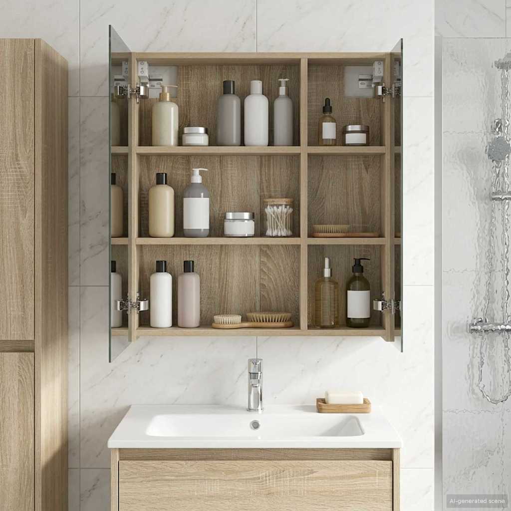 Badeværelsesspejlskab med hylde Sonoma eg 60 x 14,5 x 70 cm