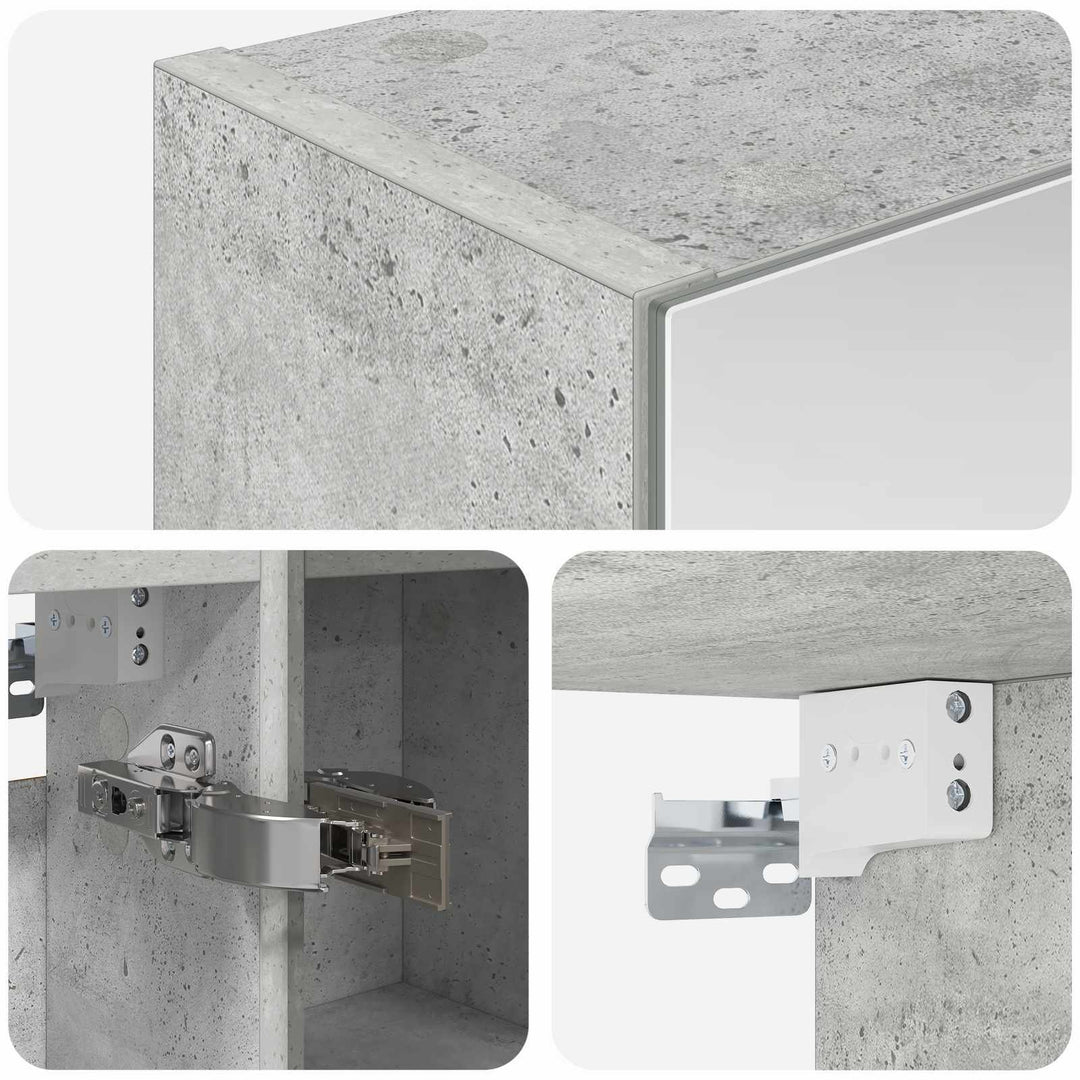 Badeværelsesspejlskab med hylde Beton Grå 60 x 14,5 x 70 cm