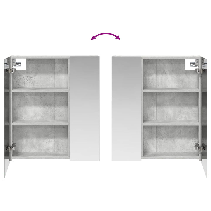 Badeværelsesspejlskab med hylde Beton Grå 60 x 14,5 x 70 cm