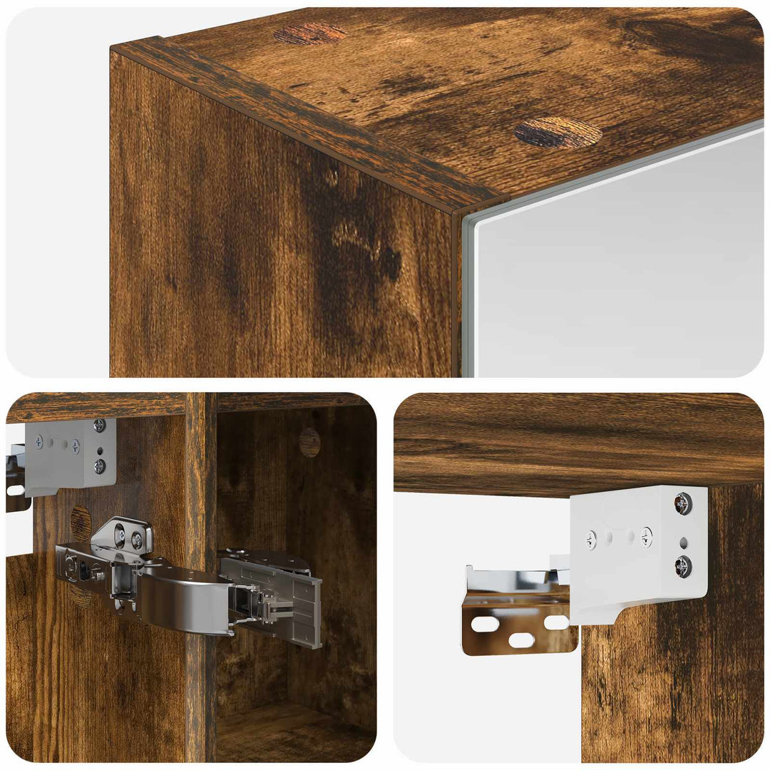 Badeværelsesspejlskab med hylde Røget eg 60 x 14,5 x 70 cm