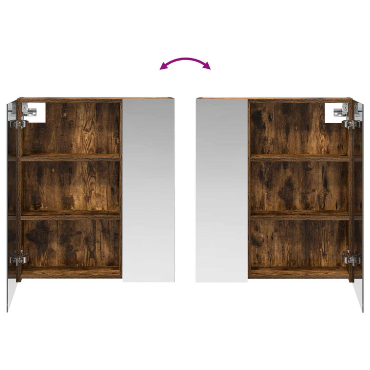 Badeværelsesspejlskab med hylde Røget eg 60 x 14,5 x 70 cm
