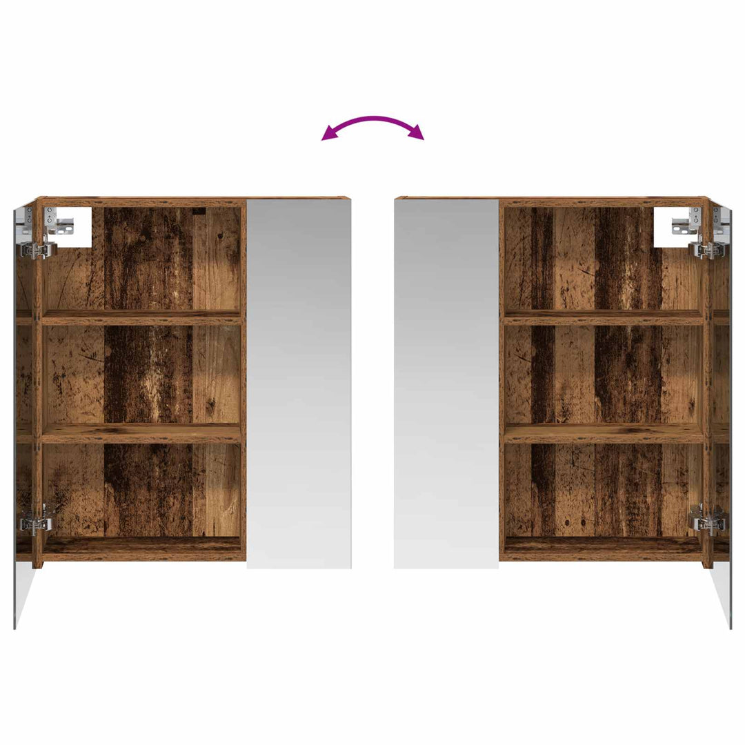 Badeværelsesspejlskab med hylde Gammelt træ 60 x 14,5 x 70 cm