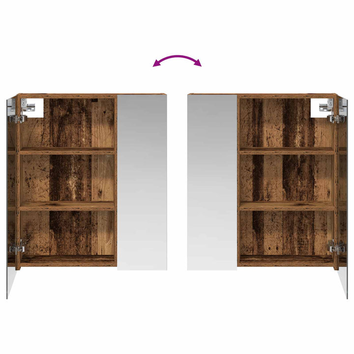 Badeværelsesspejlskab med hylde Gammelt træ 60 x 14,5 x 70 cm