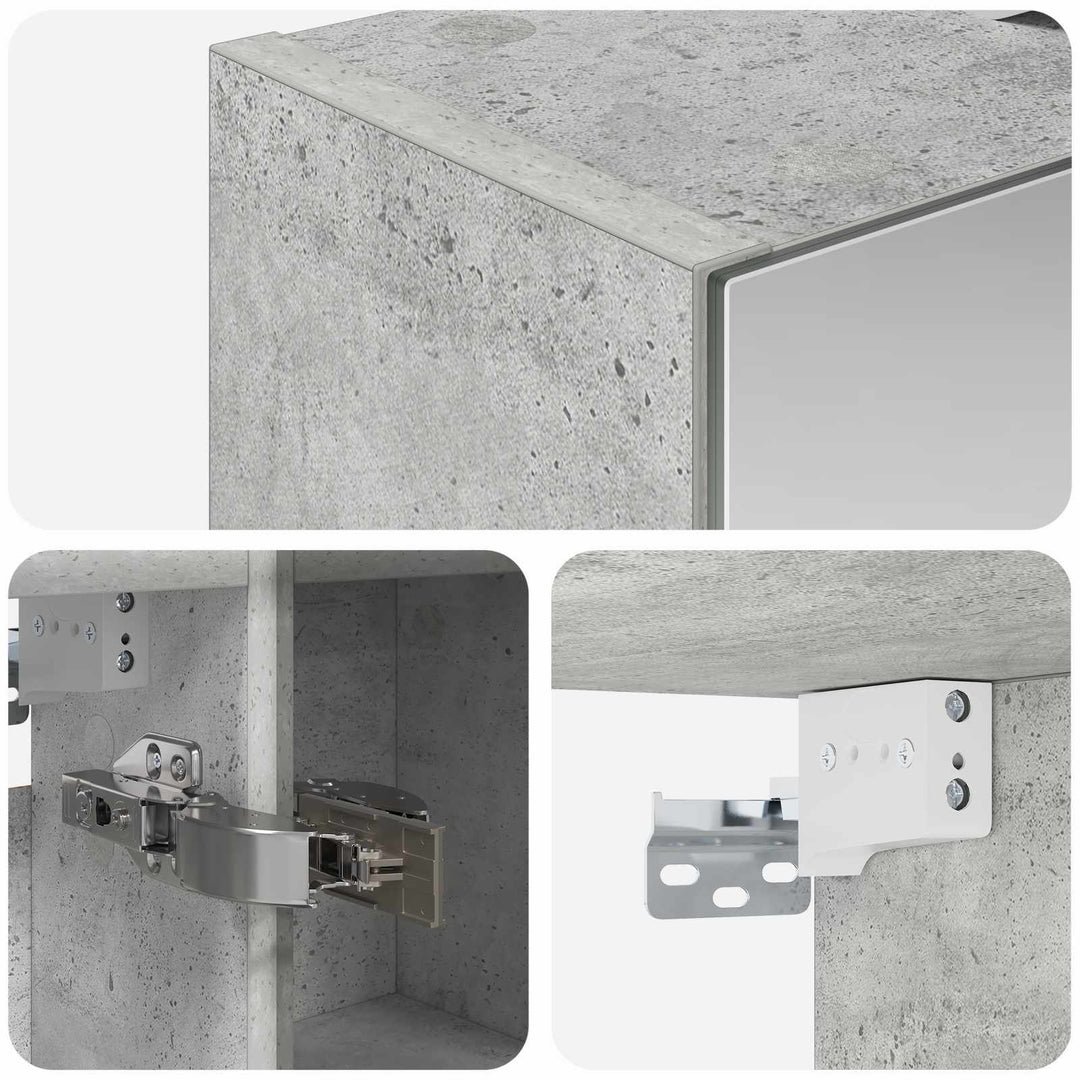 Badeværelsesspejlskab med hylde Beton Grå 60 x 14,5 x 70 cm