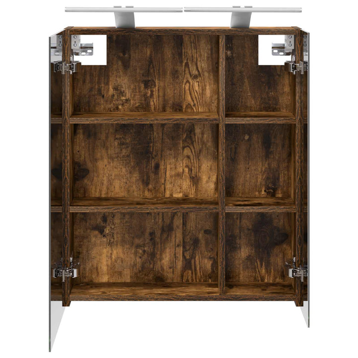 Badeværelsesspejlskab med hylde Røget eg 60 x 14,5 x 70 cm