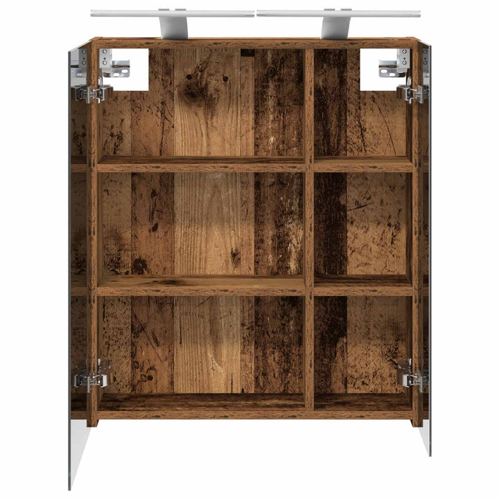 Badeværelsesspejlskab med hylde Gammelt træ 60 x 14,5 x 70 cm
