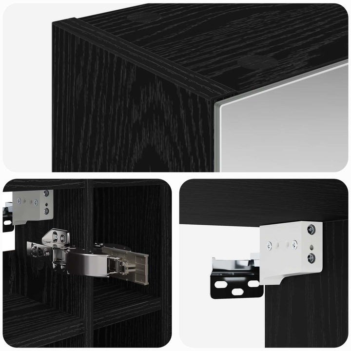 Badeværelsesspejlskab Sort eg 60 x 14,5 x 50 cm Konstrueret træ