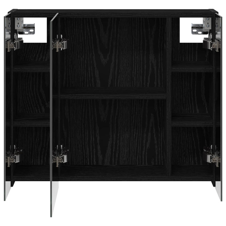 Badeværelsesspejlskab Sort eg 60 x 14,5 x 50 cm Konstrueret træ