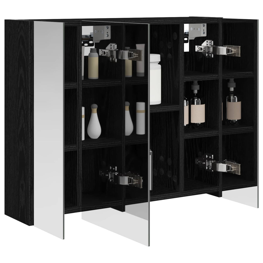 Badeværelsesspejlskab Sort eg 60 x 14,5 x 50 cm Konstrueret træ