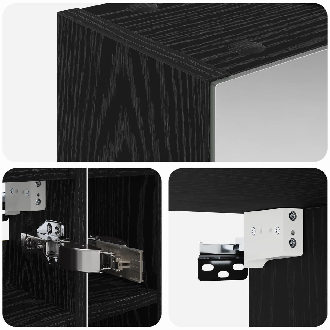 Badeværelsesspejlskab Sort eg 60 x 14,5 x 50 cm Konstrueret træ