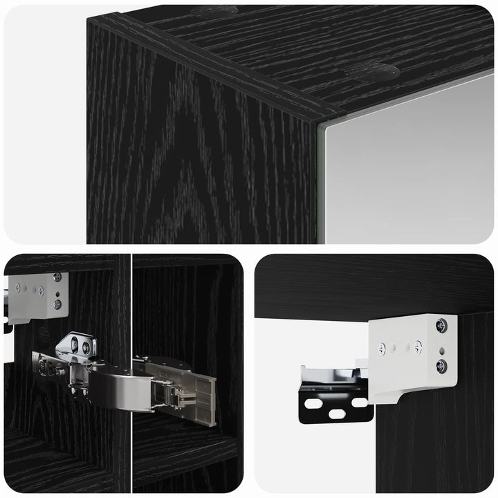 Badeværelsesspejlskab Sort eg 60 x 14,5 x 50 cm Konstrueret træ