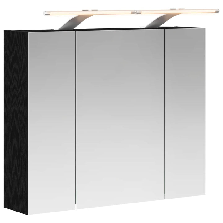 Badeværelsesspejlskab Sort eg 60 x 14,5 x 50 cm Konstrueret træ