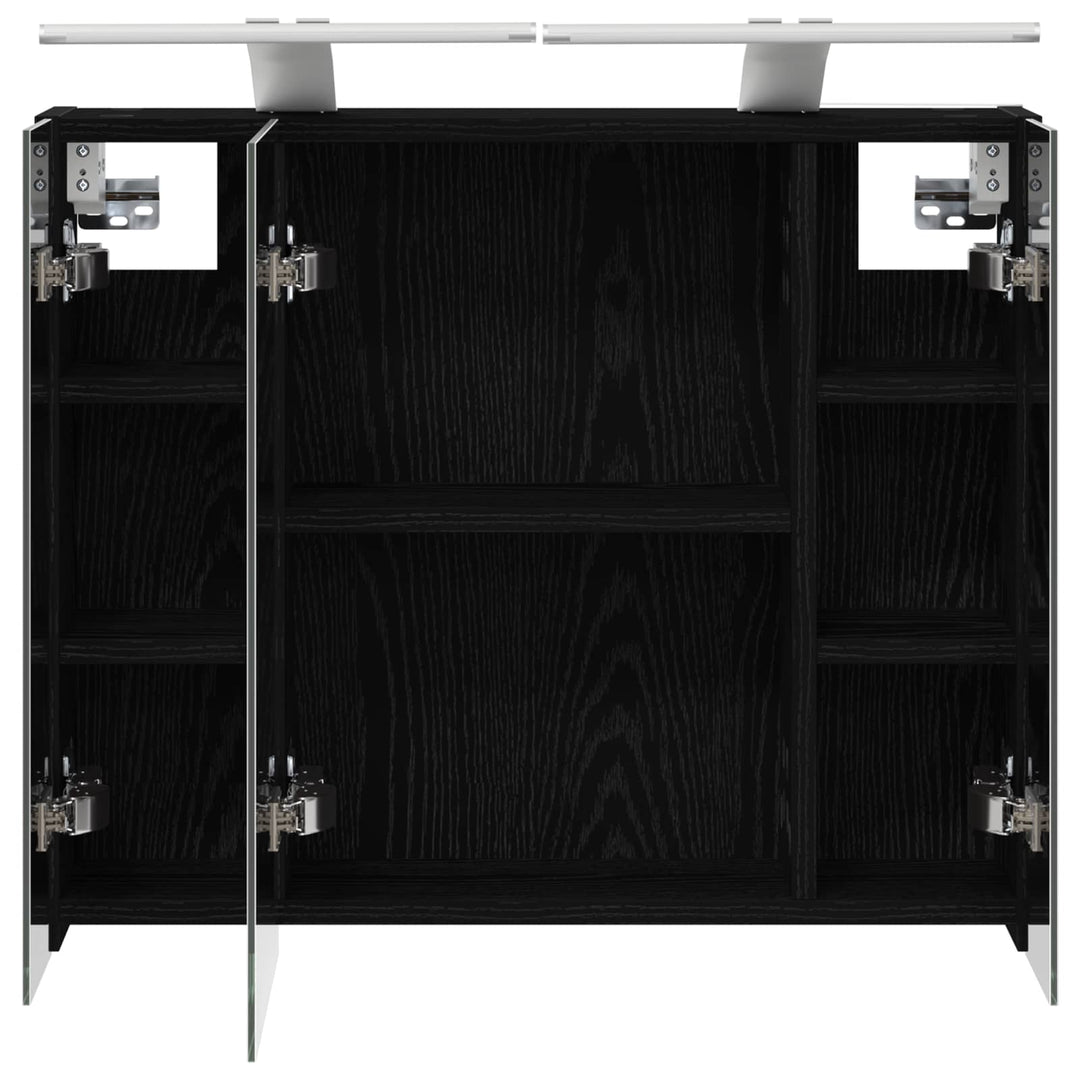 Badeværelsesspejlskab Sort eg 60 x 14,5 x 50 cm Konstrueret træ