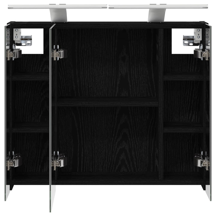 Badeværelsesspejlskab Sort eg 60 x 14,5 x 50 cm Konstrueret træ