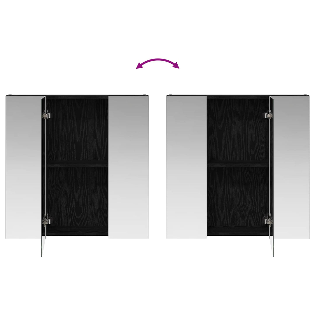Badeværelsesspejlskab Sort eg 70 x 14,5 x 70 cm Konstrueret træ