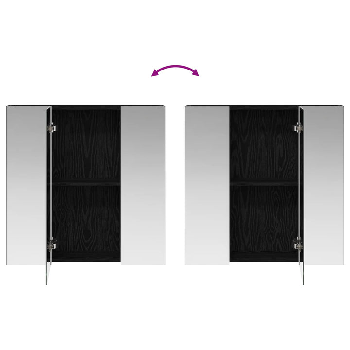 Badeværelsesspejlskab Sort eg 70 x 14,5 x 70 cm Konstrueret træ