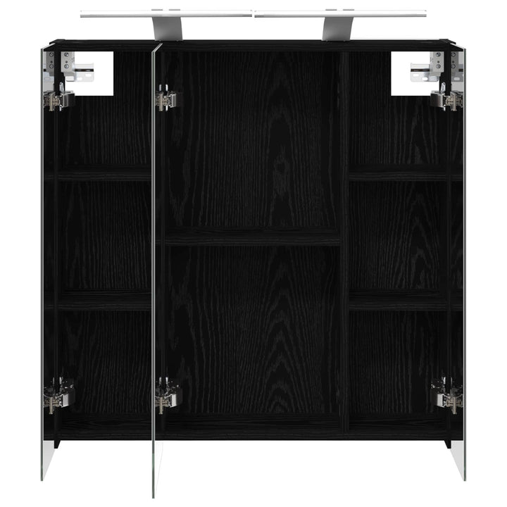 Badeværelsesspejlskab Sort eg 70 x 14,5 x 70 cm Konstrueret træ