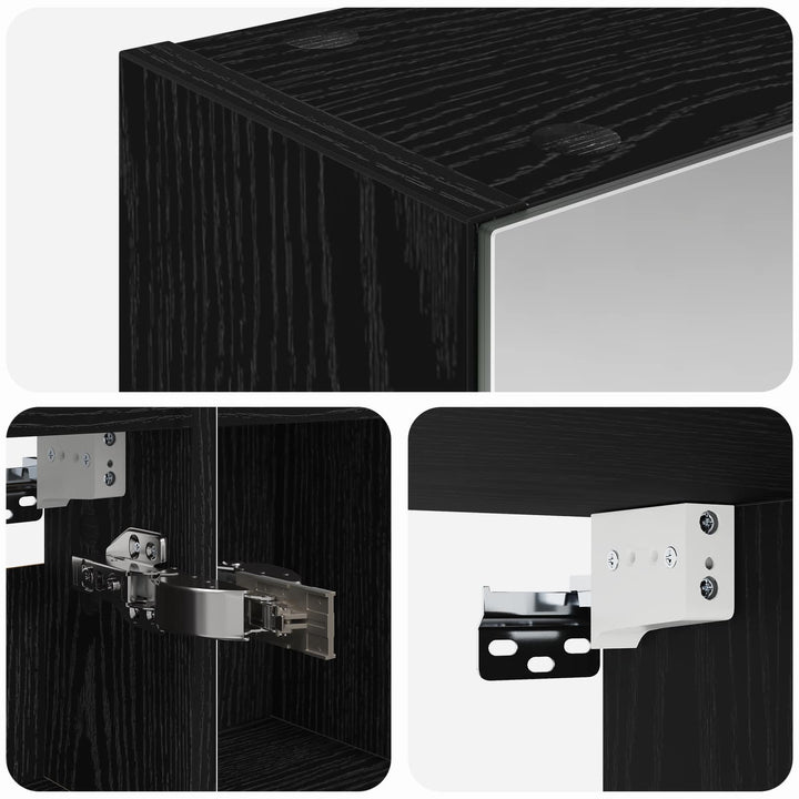 Badeværelsesspejlskab Sort eg 80 x 14.5 x 70 cm Konstrueret træ
