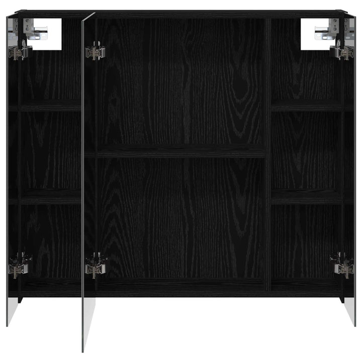 Badeværelsesspejlskab Sort eg 80 x 14.5 x 70 cm Konstrueret træ