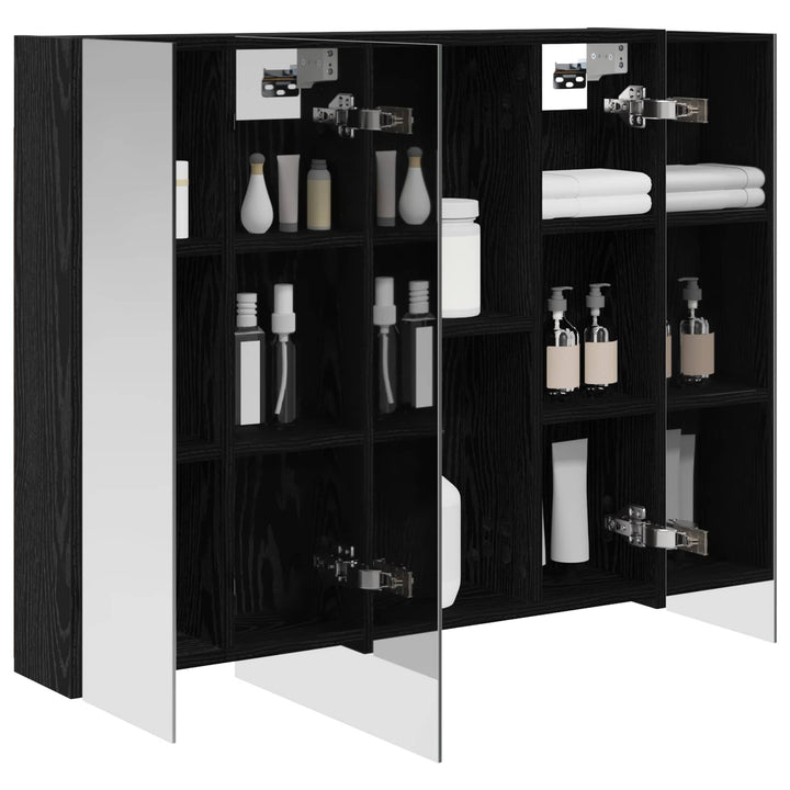 Badeværelsesspejlskab Sort eg 80 x 14.5 x 70 cm Konstrueret træ